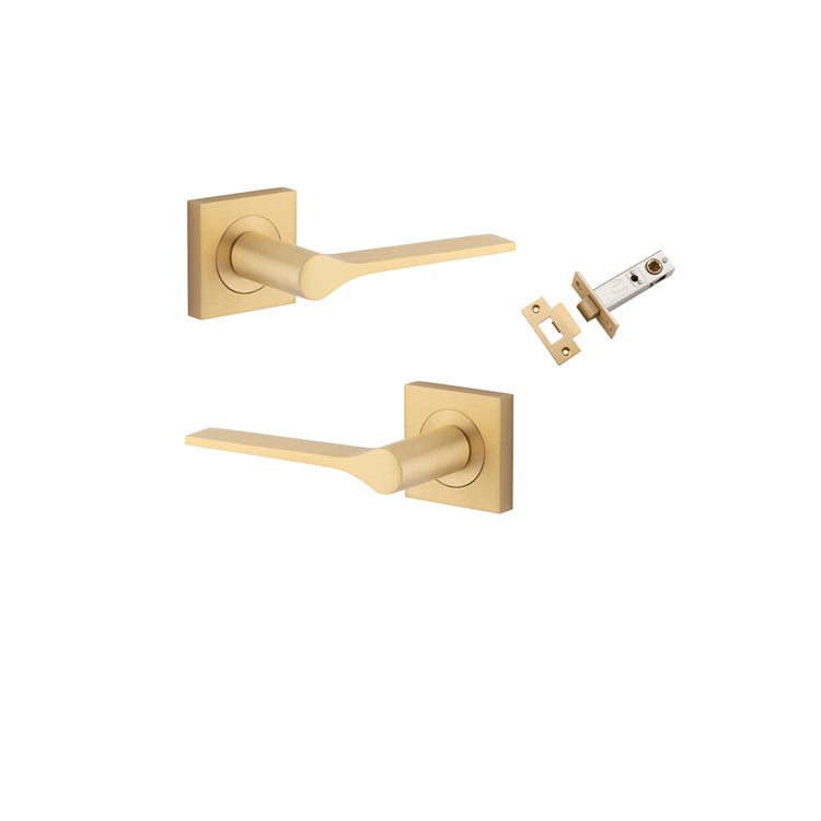 Como Lever on Square Rose Brushed Brass Passage Kit