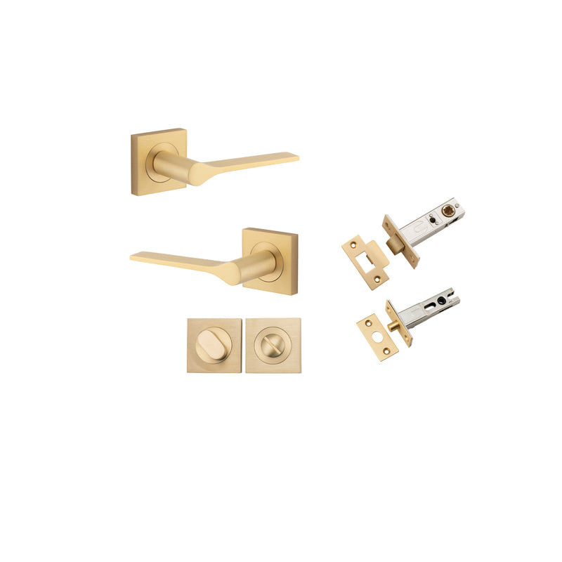 Como Lever on Square Rose Brushed Brass Privacy Kit