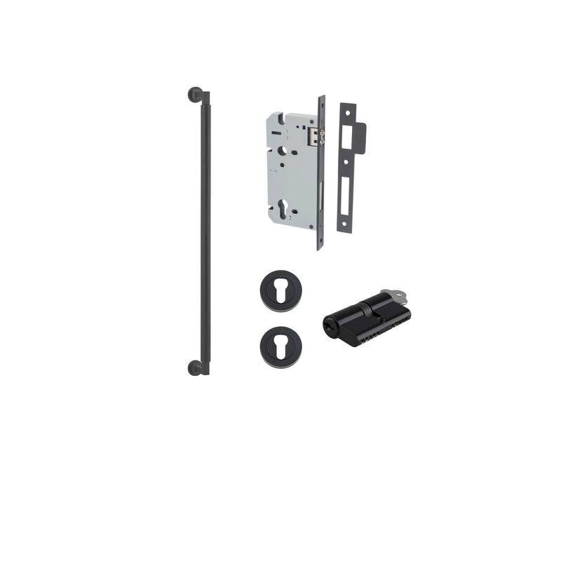 Brunswick Pull Handle Matt Black 600mm Entrance Kit - Key/Key