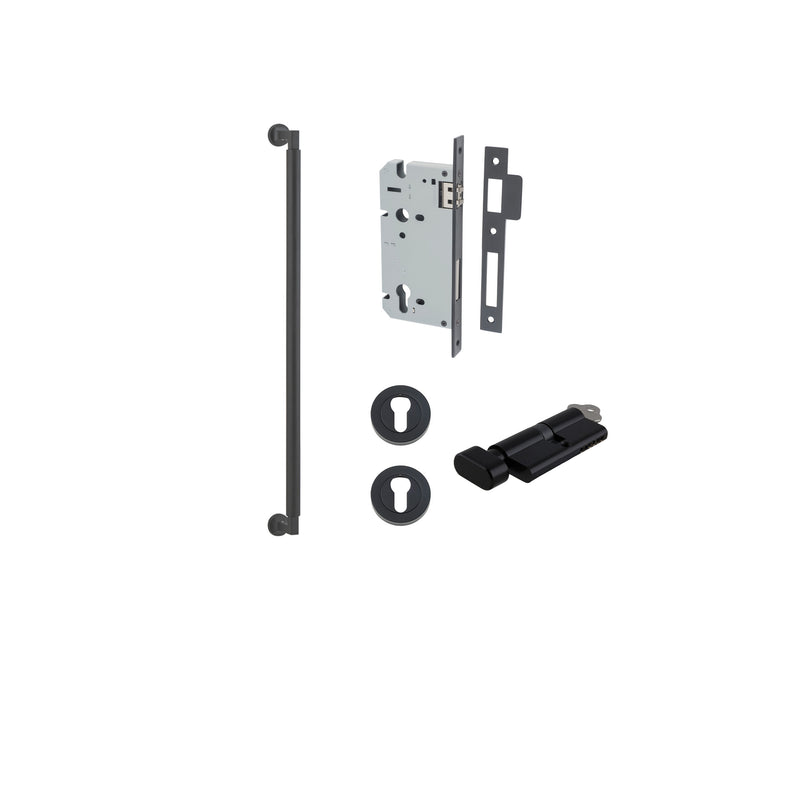 Brunswick Pull Handle Matt Black 600mm Entrance Kit - Key/Thumb Turn