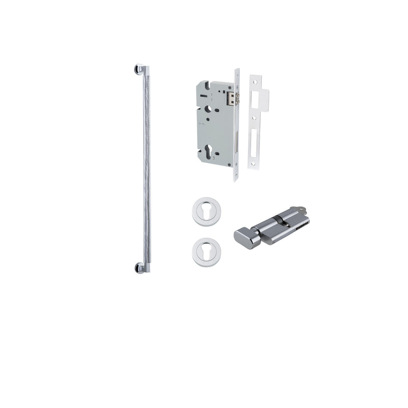 Brunswick Pull Handle Polished Chrome 600mm Entrance Kit - Key/Thumb Turn