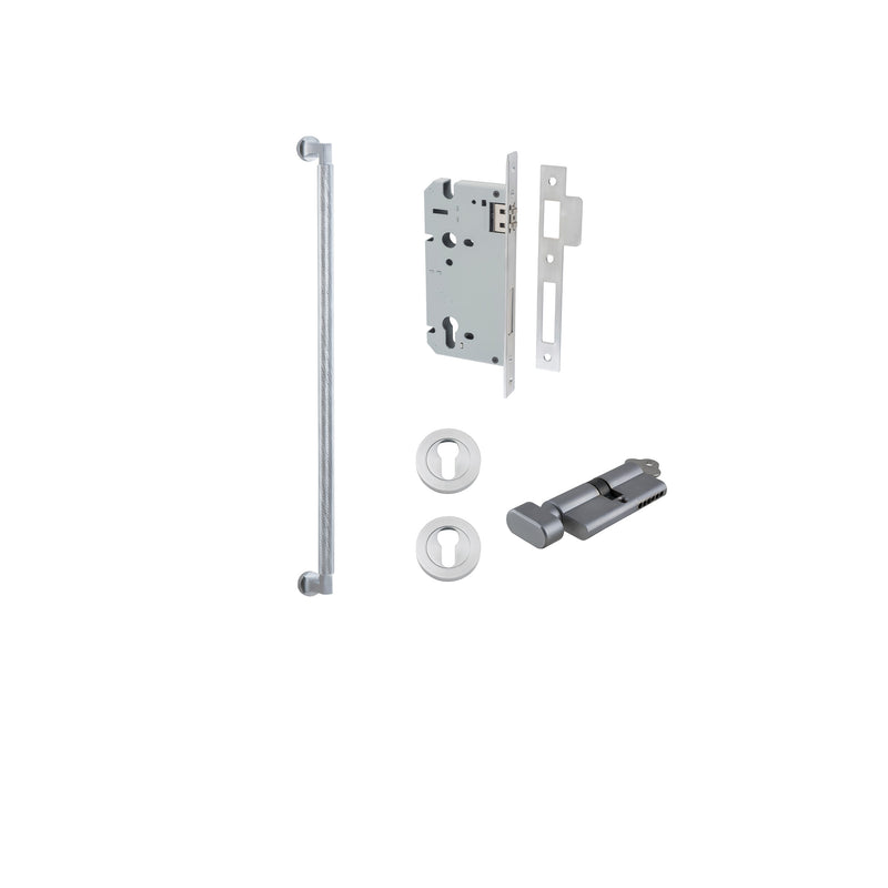 Brunswick Pull Handle Brushed Chrome 600mm Entrance Kit - Key/Thumb Turn