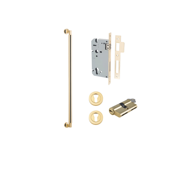 Berlin Pull Handle Polished Brass 600mm Entrance Kit - Key/Key