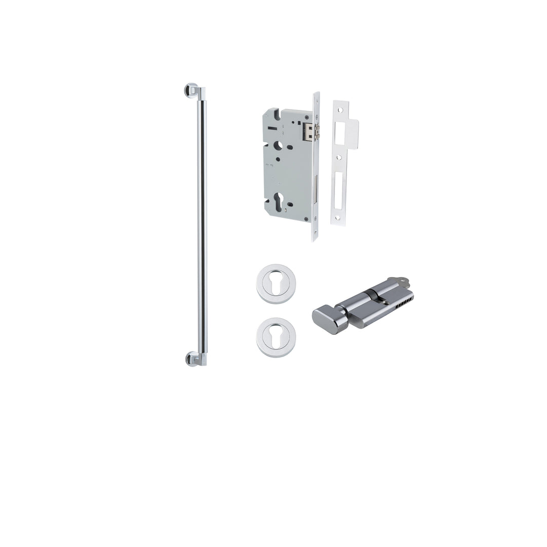 Berlin Pull Handle Polished Chrome 600mm Entrance Kit - Key/Thumb Turn