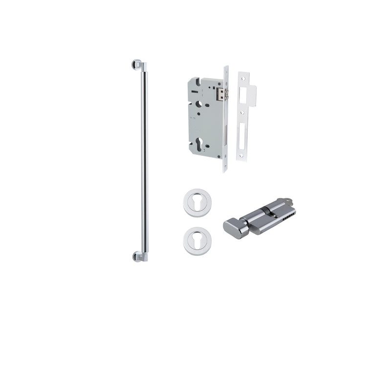 Berlin Pull Handle Polished Chrome 600mm Entrance Kit - Key/Thumb Turn