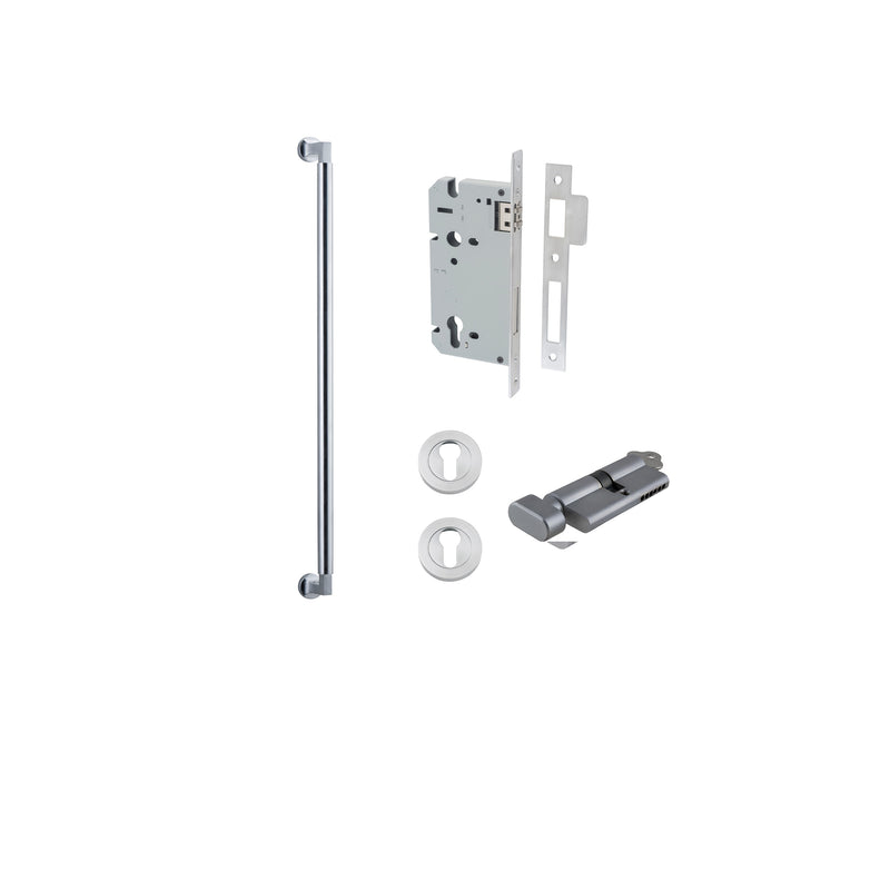 Berlin Pull Handle Brushed Chrome 600mm Entrance Kit - Key/Thumb Turn