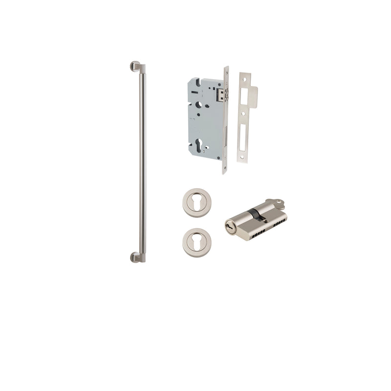 Berlin Pull Handle Satin Nickel 600mm Entrance Kit - Key/Key