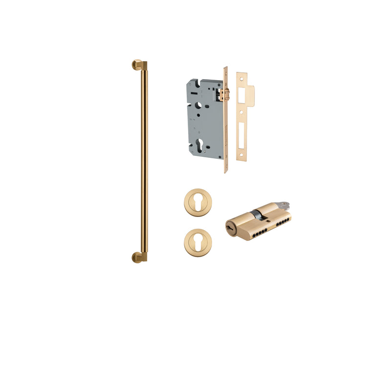 Berlin Pull Handle Brushed Brass 600mm Entrance Kit - Key/Key