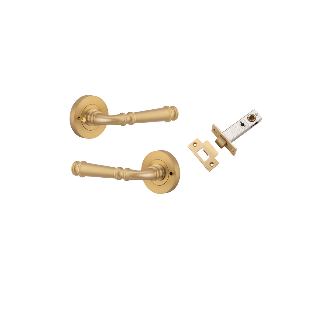 Verona Lever on Rose Brushed Brass Inbuilt Privacy Kit