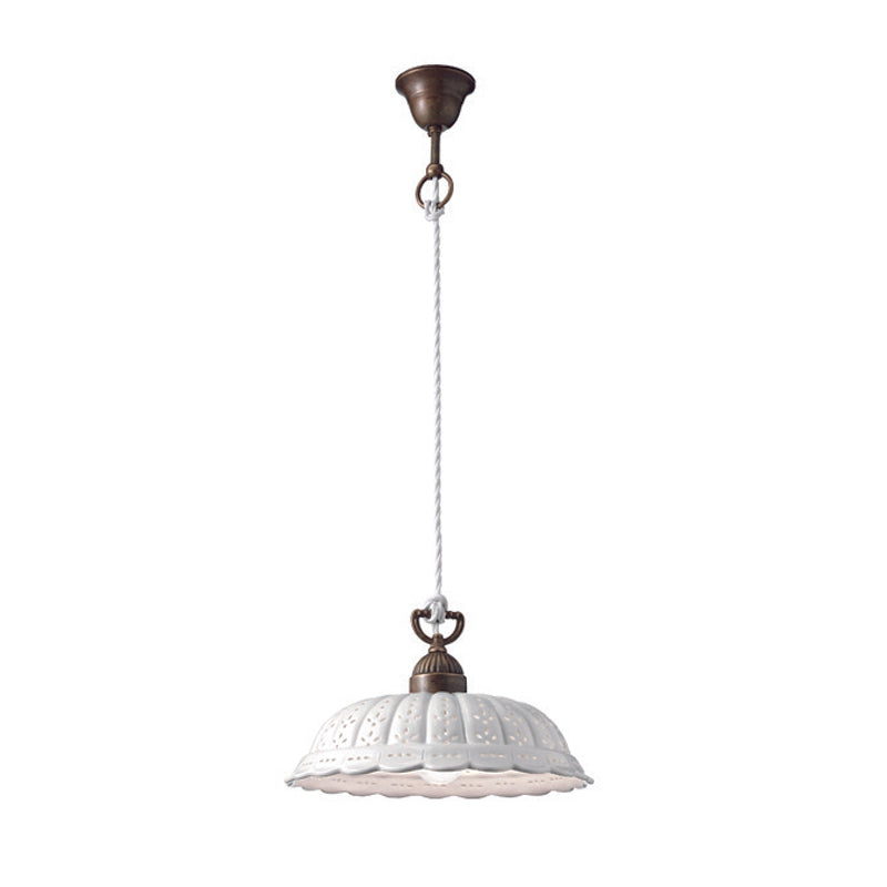 Anita Brass and Ceramic Shade Medium Pendant