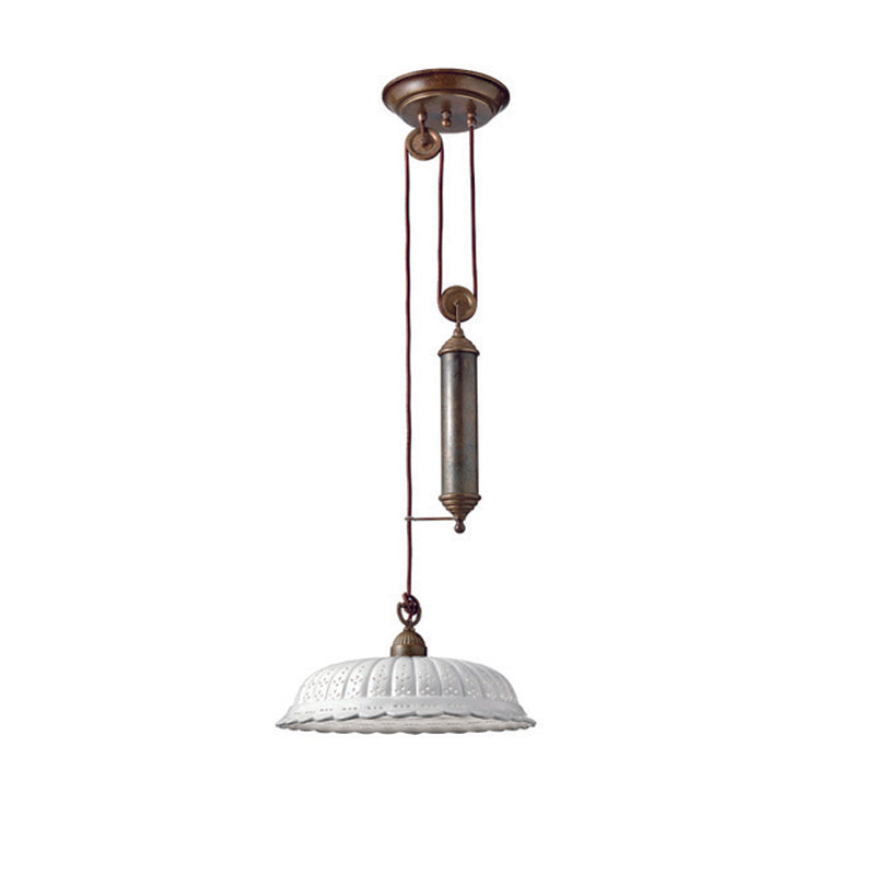 Anita Brass and Ceramic Shade Rise & Fall Pendant