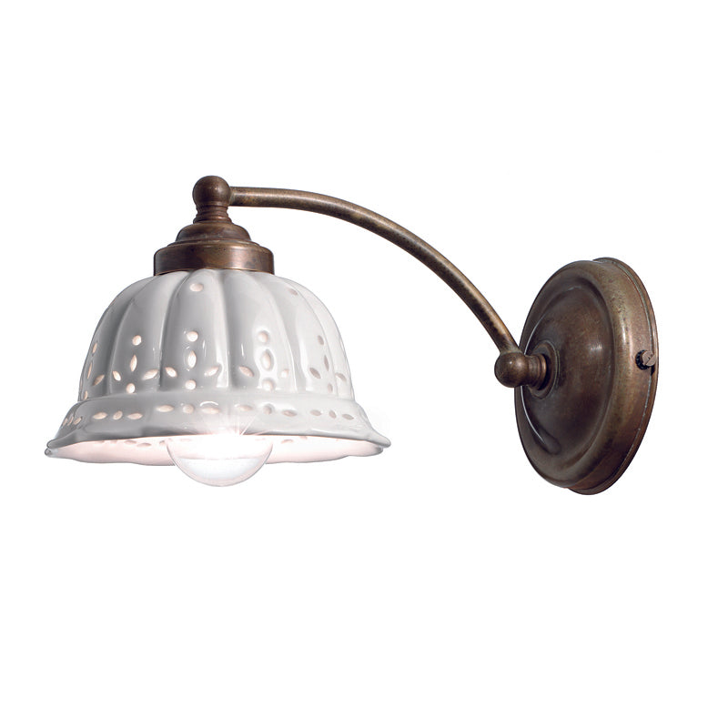 Anita Brass and Ceramic Shade Curved Wall Light