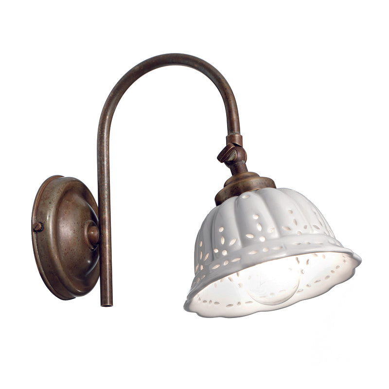 Anita Brass and Ceramic Shade Gooseneck Wall Light