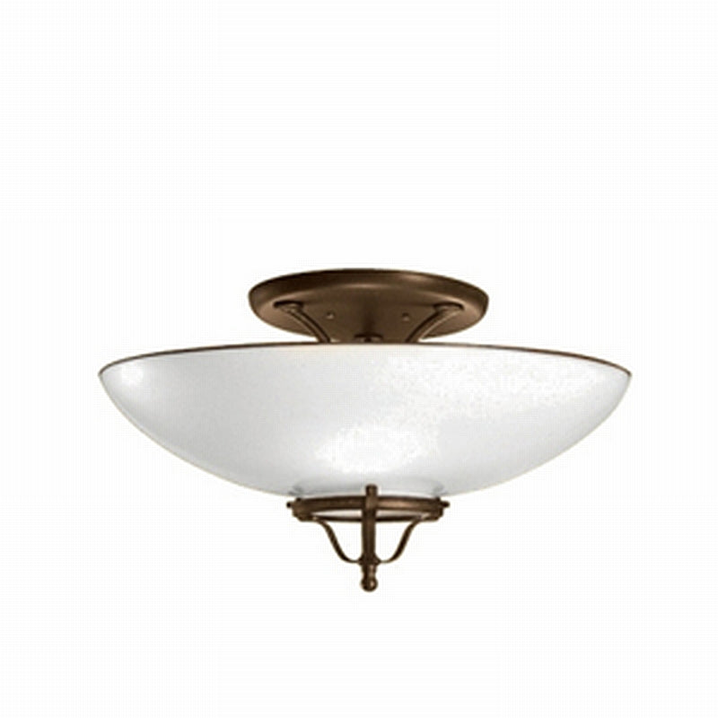 Country Brass and Venetian Curved Glass Large Ceiling Light