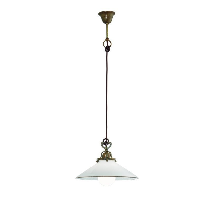 Country Brass and Venetian Straight Glass Ceiling Pendant
