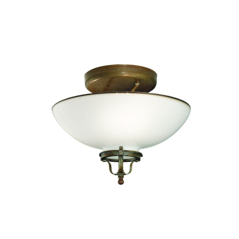 Country Brass and Venetian Curved Glass Ceiling Light