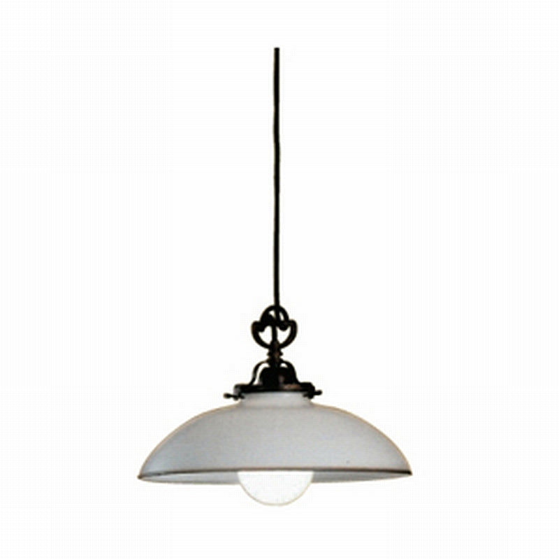 Country Brass and Venetian Curved Glass Ceiling Pendant