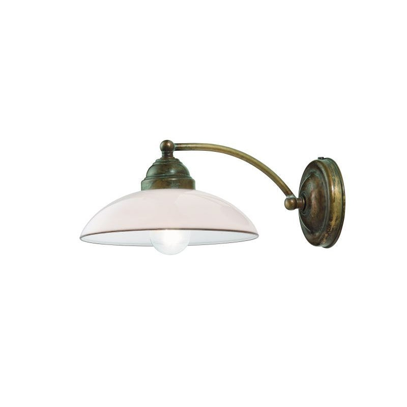 Country Brass and Venetian Curved Glass Wall Light