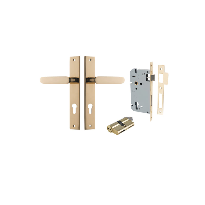 Bronte Lever Rectangular Polished Brass Entrance Kit - Key/Key