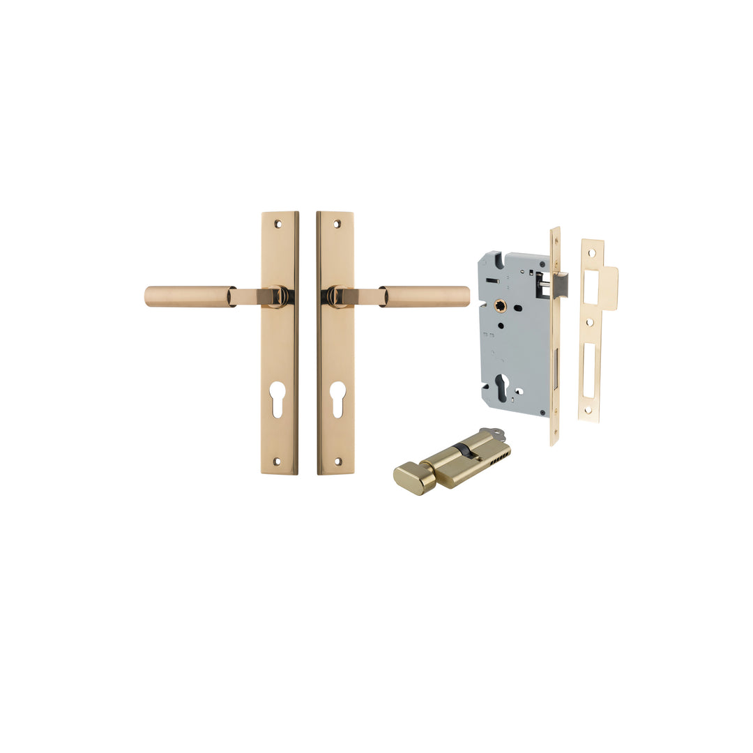 Berlin Lever Rectangular Polished Brass Entrance Kit - Key/Thumb Turn
