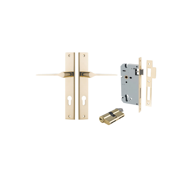 Como Lever Rectangular Polished Brass Entrance Kit - Key/Key