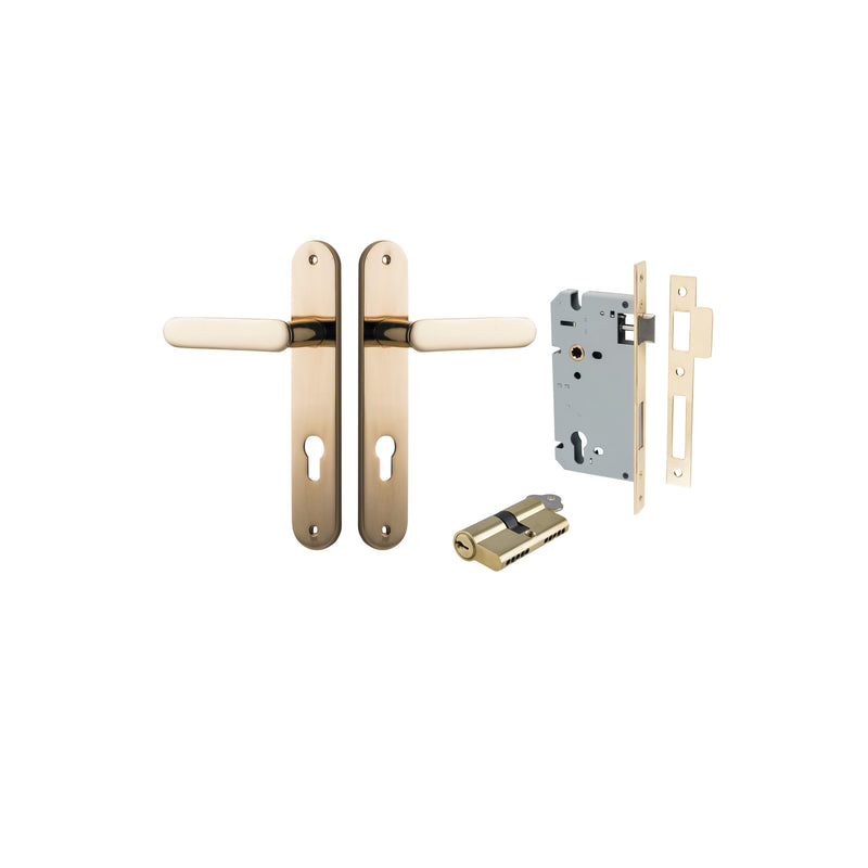 Bronte Lever Oval Polished Brass Entrance Kit - Key/Key