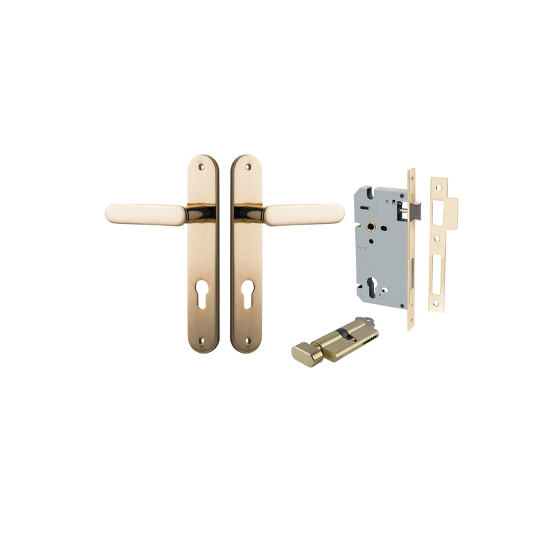 Bronte Lever Oval Polished Brass Entrance Kit - Key/Thumb Turn