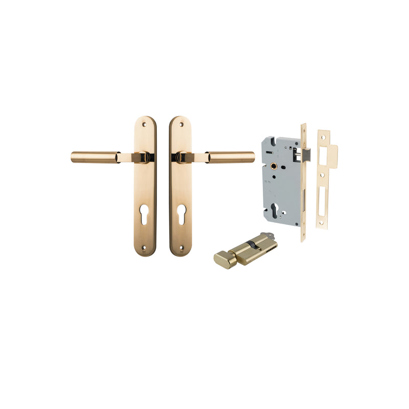 Berlin Lever Oval Polished Brass Entrance Kit - Key/Thumb Turn