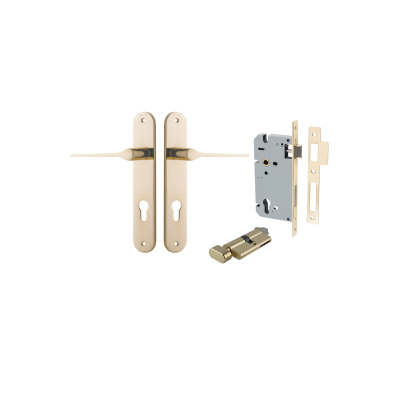 Como Lever Oval Polished Brass Entrance Kit - Key/Thumb Turn