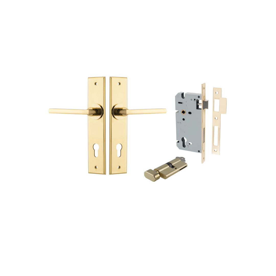 Baltimore Lever Chamfered Polished Brass Entrance Kit - Key/Thumb Turn
