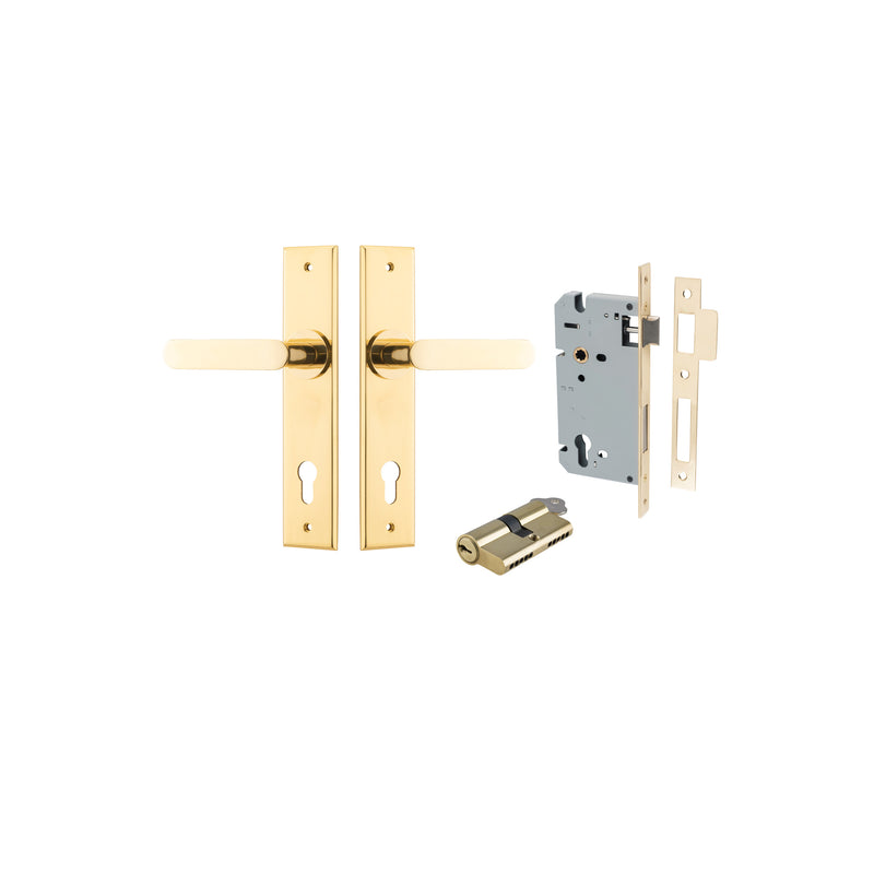 Bronte Lever Chamfered Polished Brass Entrance Kit - Key/Key