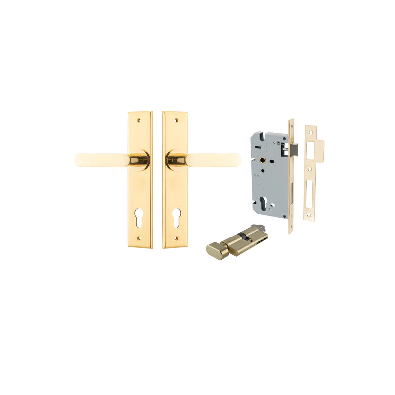 Bronte Lever Chamfered Polished Brass Entrance Kit - Key/Thumb Turn