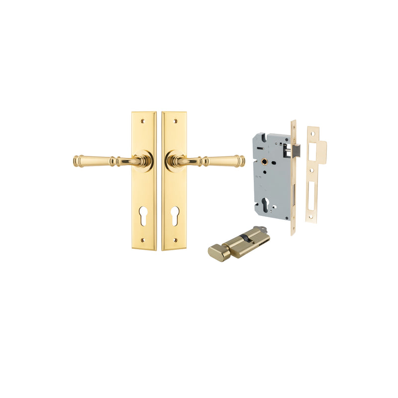 Verona Lever Chamfered Polished Brass Entrance Kit - Key/Thumb Turn