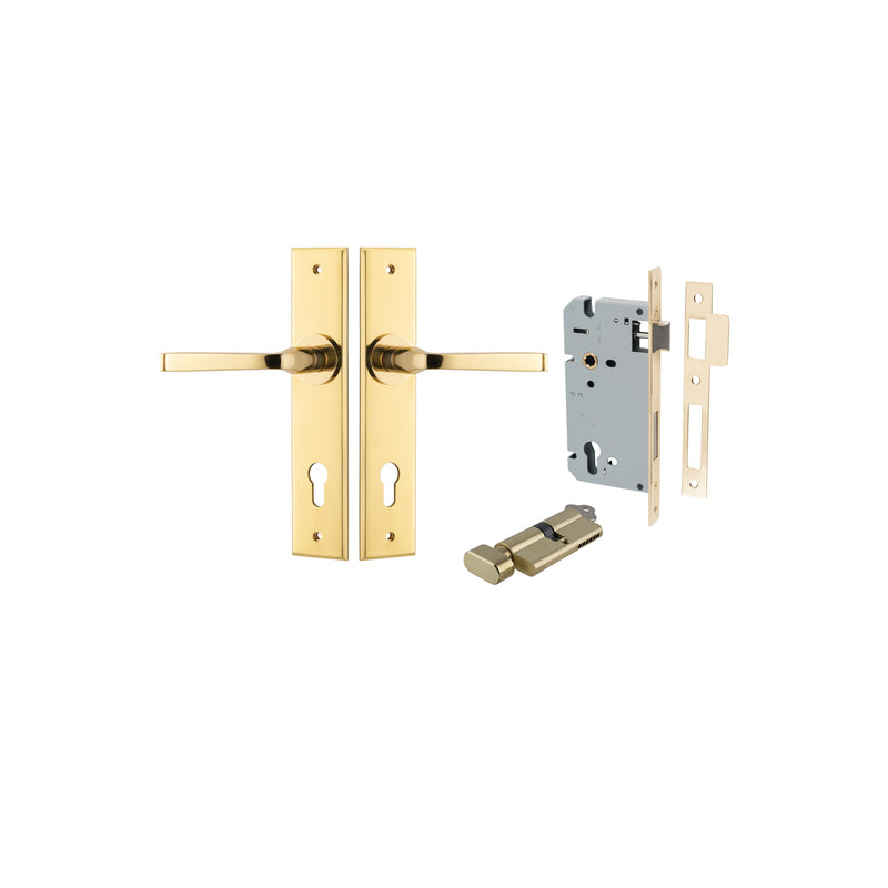 Annecy Lever Chamfered Polished Brass Entrance Kit - Key/Thumb Turn