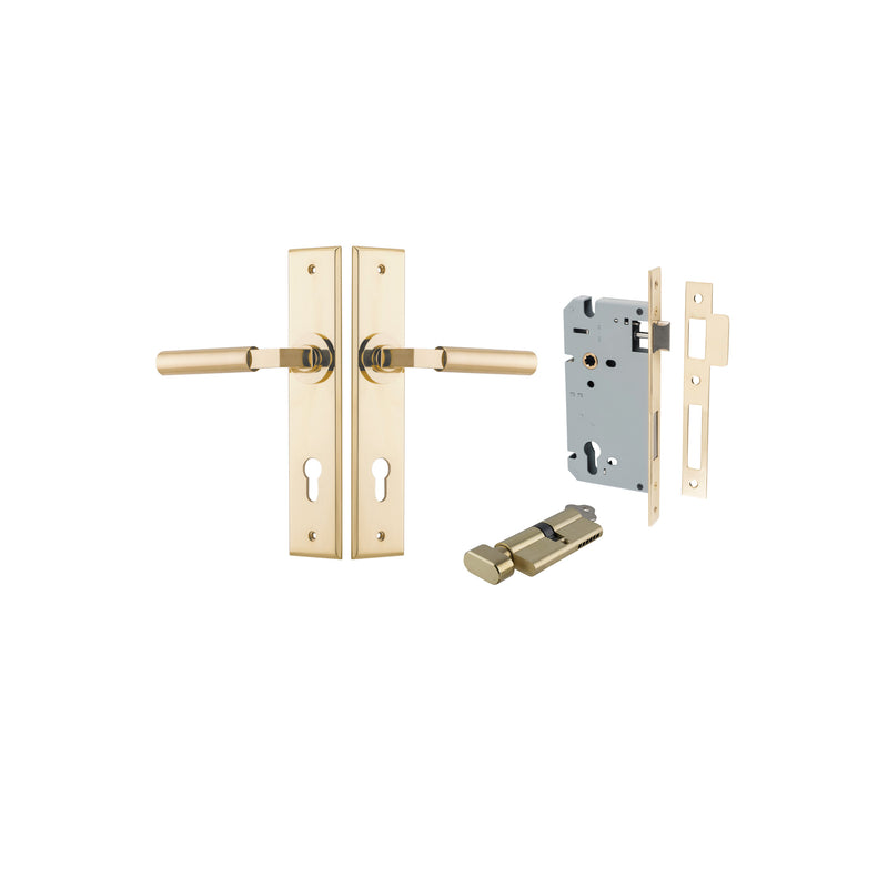 Berlin Lever Chamfered Polished Brass Entrance Kit - Key/Thumb Turn