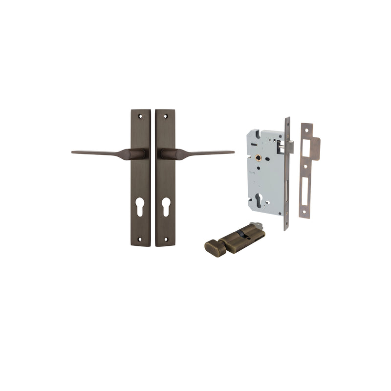 Como Lever Rectangular Signature Brass Entrance Kit - Key/Thumb Turn