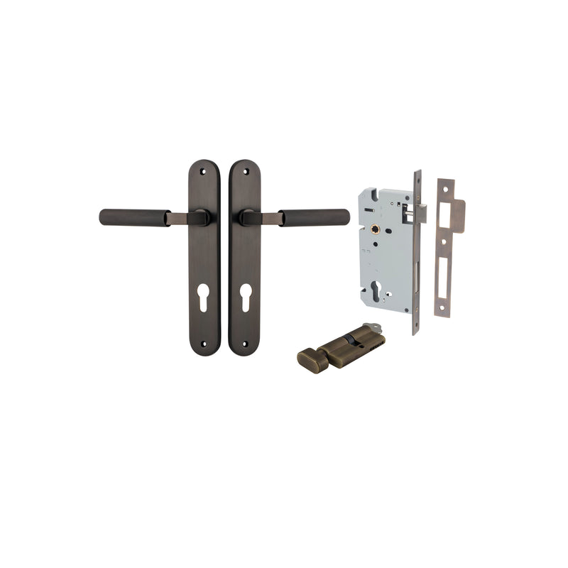 Brunswick Lever Oval Signature Brass Entrance Kit - Key/Thumb Turn