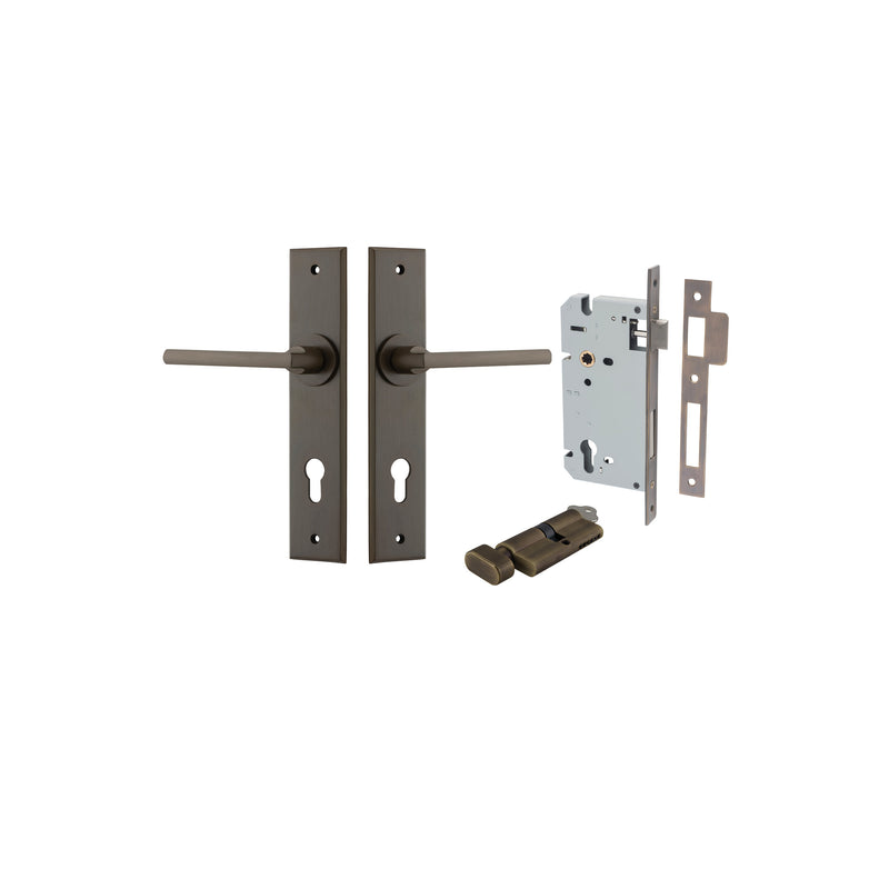 Baltimore Lever Chamfered Signature Brass Entrance Kit - Key/Thumb Turn