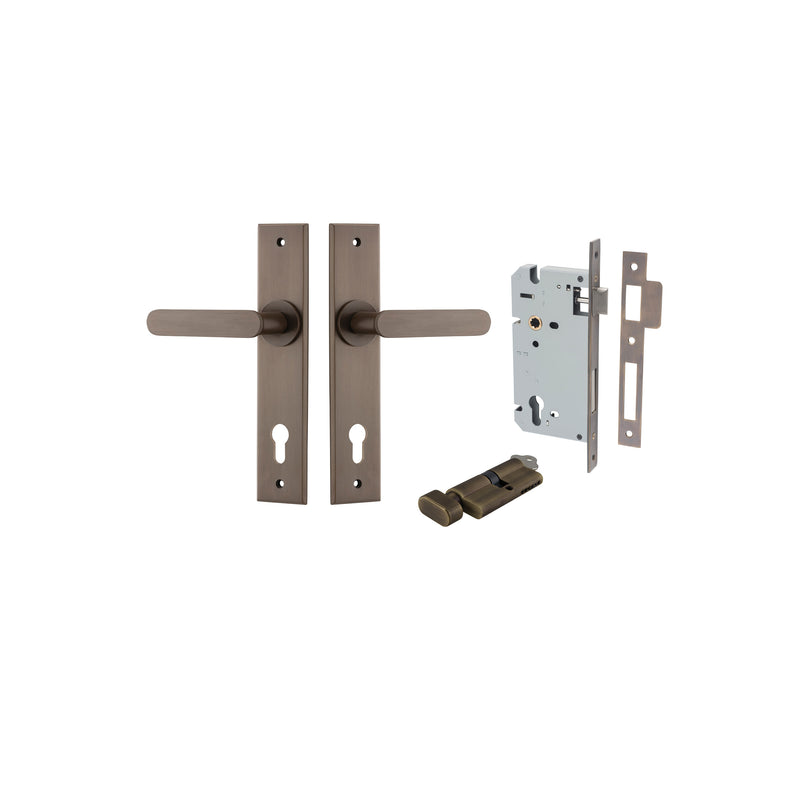 Bronte Lever Chamfered Signature Brass Entrance Kit - Key/Thumb Turn