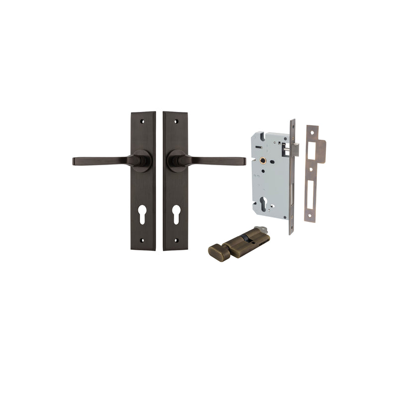 Annecy Lever Chamfered Signature Brass Entrance Kit - Key/Thumb Turn