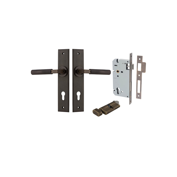 Brunswick Lever Chamfered Signature Brass Entrance Kit - Key/Thumb Turn