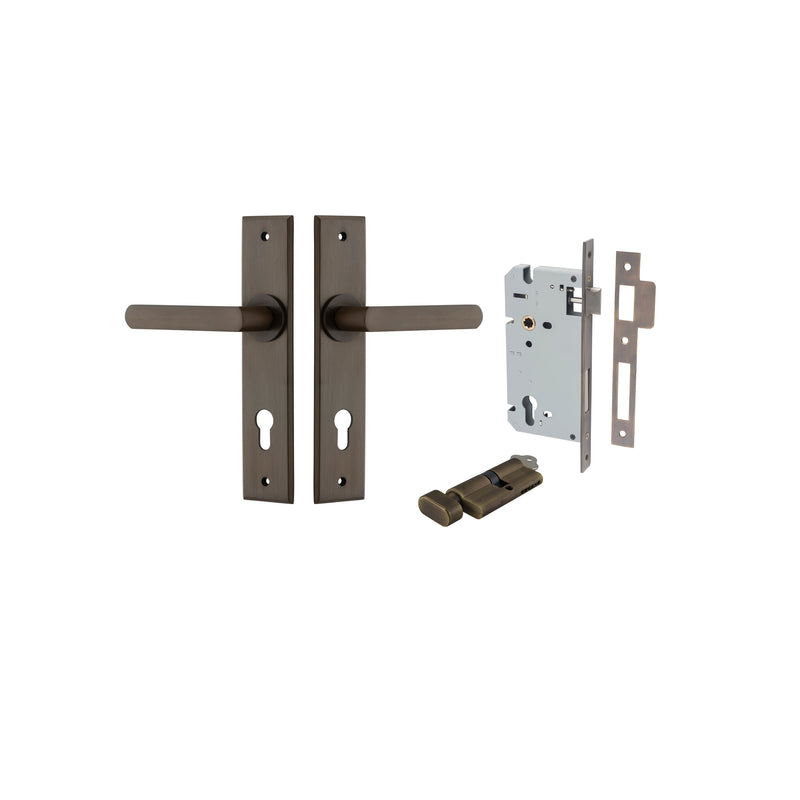 Osaka Lever Chamfered Signature Brass Entrance Kit - Key/Thumb Turn