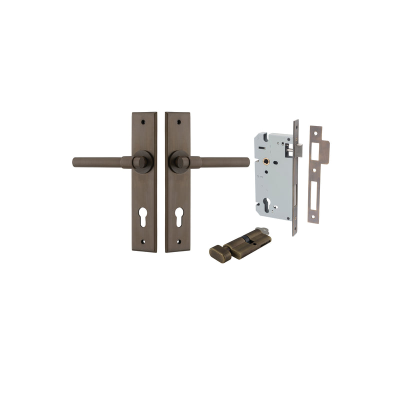 Helsinki Lever Chamfered Signature Brass Entrance Kit - Key/Thumb Turn