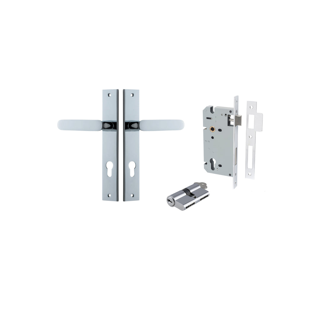 Bronte Lever Rectangular Polished Chrome Entrance Kit - Key/Key