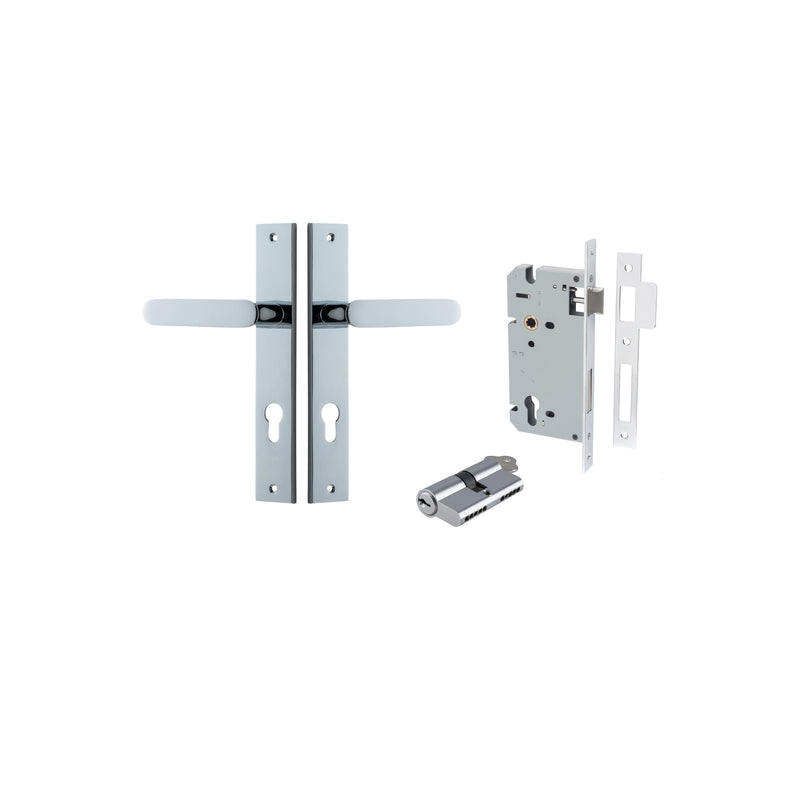 Bronte Lever Rectangular Polished Chrome Entrance Kit - Key/Key