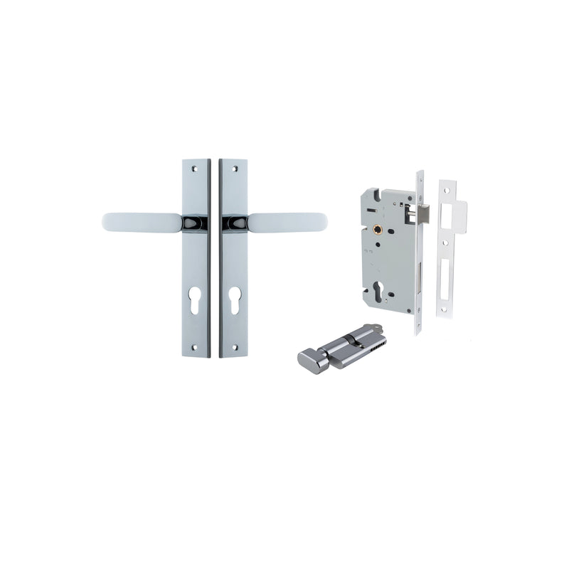 Bronte Lever Rectangular Polished Chrome Entrance Kit - Key/Thumb Turn