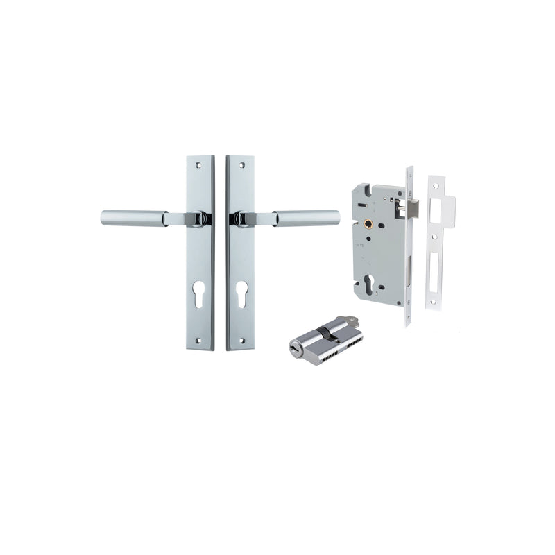 Berlin Lever Rectangular Polished Chrome Entrance Kit - Key/Key