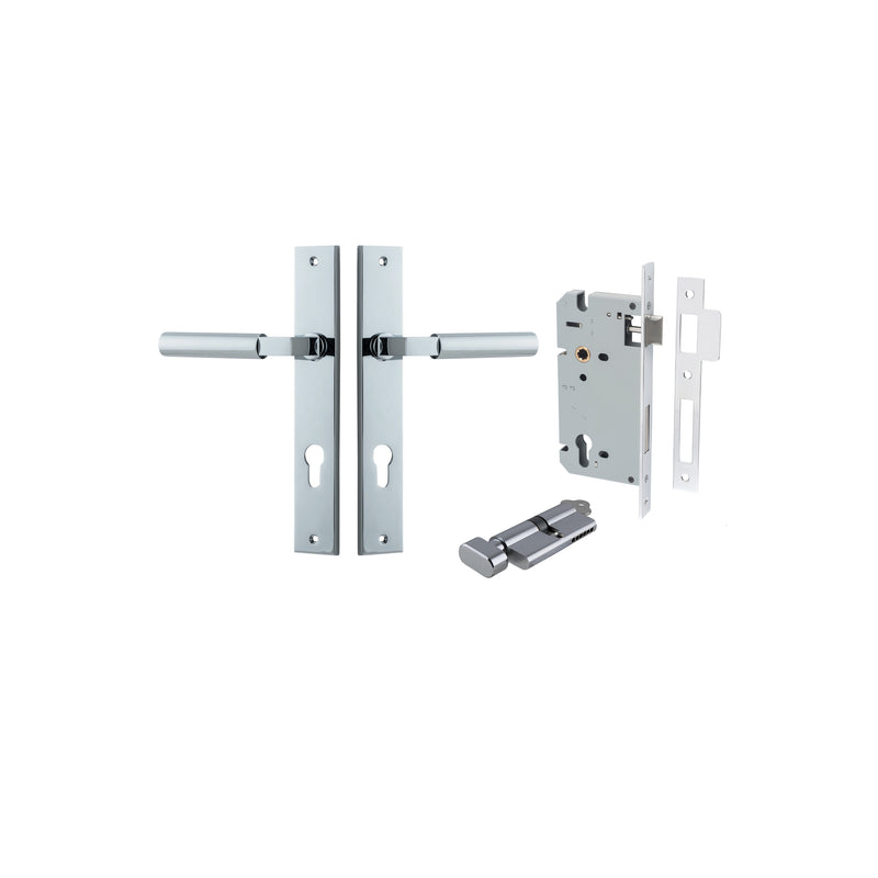 Berlin Lever Rectangular Polished Chrome Entrance Kit - Key/Thumb Turn