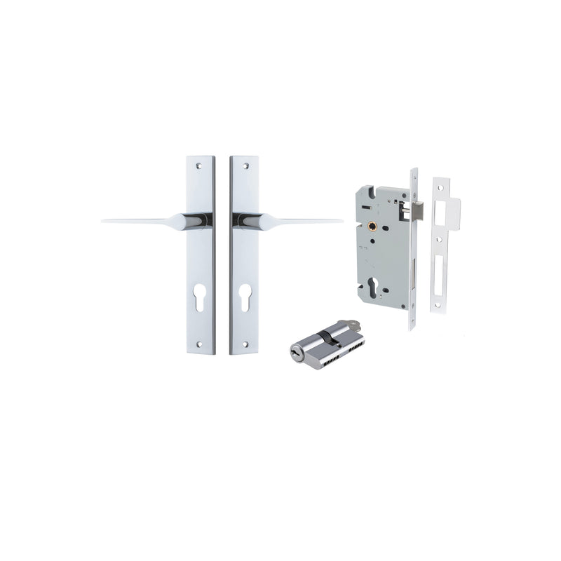 Como Lever Rectangular Polished Chrome Entrance Kit - Key/Key