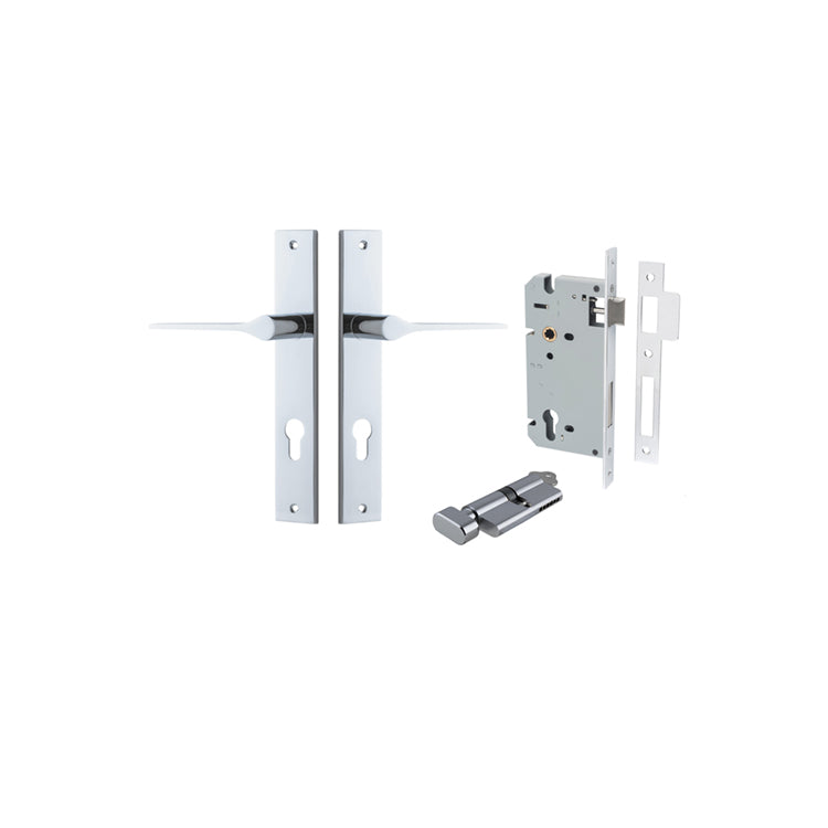 Como Lever Rectangular Polished Chrome Entrance Kit - Key/Thumb Turn